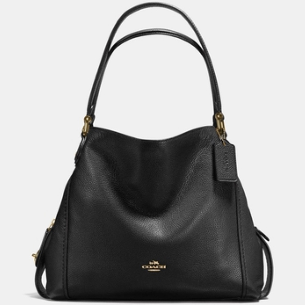 NWT Coach Edie 31 polished pebble leather black